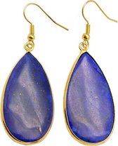 Edelstenen oorbellen Big Teardrop Lapis Lazuli Gold - edelstaal - oorhangers - blauw - goud - druppel