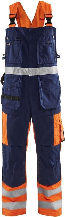 Blåkläder 2603-1860 Braces Pants High Vis Orange / Navy blue taille 62