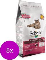 Schesir Cat Dry Sterilized & Light Ham - Kattenvoer - 8 x 400 g Monoprotein
