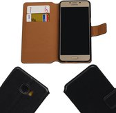 GALATA®  Ultra echt lederen slim wallet case - booktype voor Samsung Galaxy C5 hoesje - Zwart