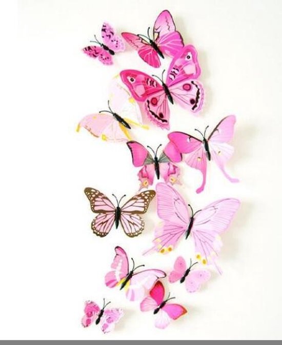 Papillons 3D - Décoration murale - Mix Rose Clair