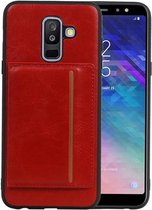 Staand Back Cover 1 Pasjes voor Galaxy A6 Plus 2018 Rood