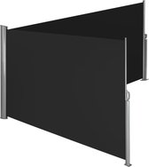tectake® - aluminium windscherm uitschuifbaar uitrolbaar zijluifel terrasscherm privacyscherm - dubbel - 200 x 600 cm - zwart - 402338