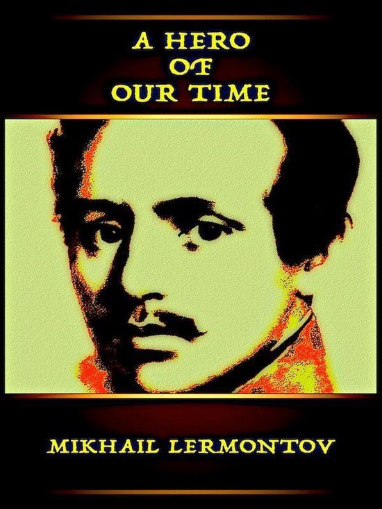 Boekhoes met het portret van Mikhail Lermontov en de titel "A Hero of Our Time".