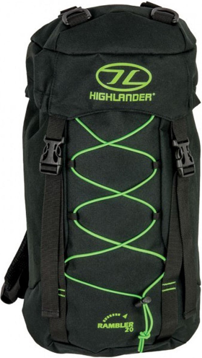 Highlander rugzak Rambler 20 liter - Zwart-LimeGroen