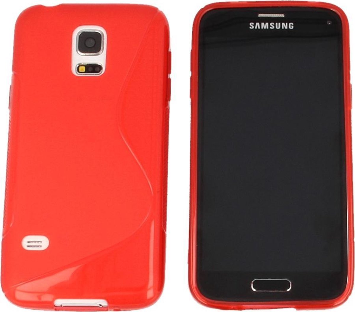 Samsung Galaxy S5 mini G800 S Line Gel Silicone Case Hoesje Transparant Rood Red