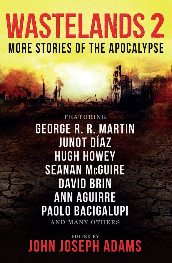 Boekomslag met de titel 'Wastelands 2 More Stories of the Apocalypse' op een achtergrond van een verwoeste stad.