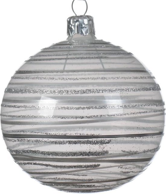 6x Champagne kerstversiering transparante kerstballen glas 8 cm