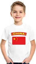 T-shirt met Chinese vlag wit kinderen XS (110-116)