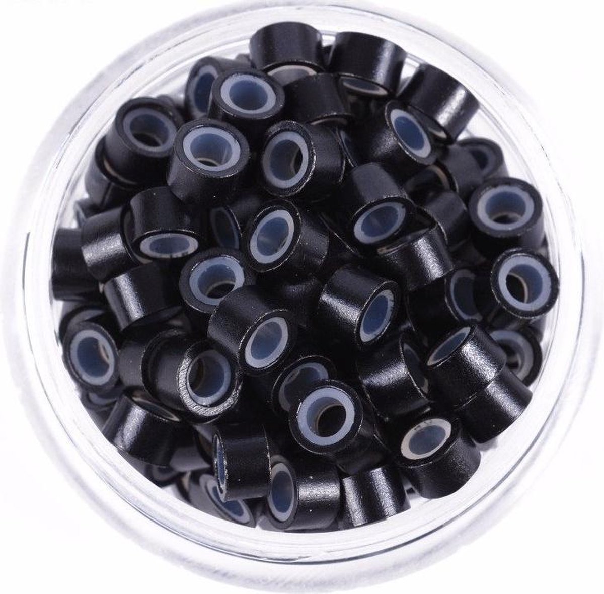 Microringen met siliconen (100 stuks) - Zwart |