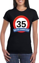 Verkeersbord 35 jaar t-shirt zwart dames L