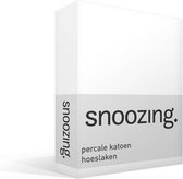 Snoozing - Hoeslaken - Double - 120x220 cm - Coton percale - Wit
