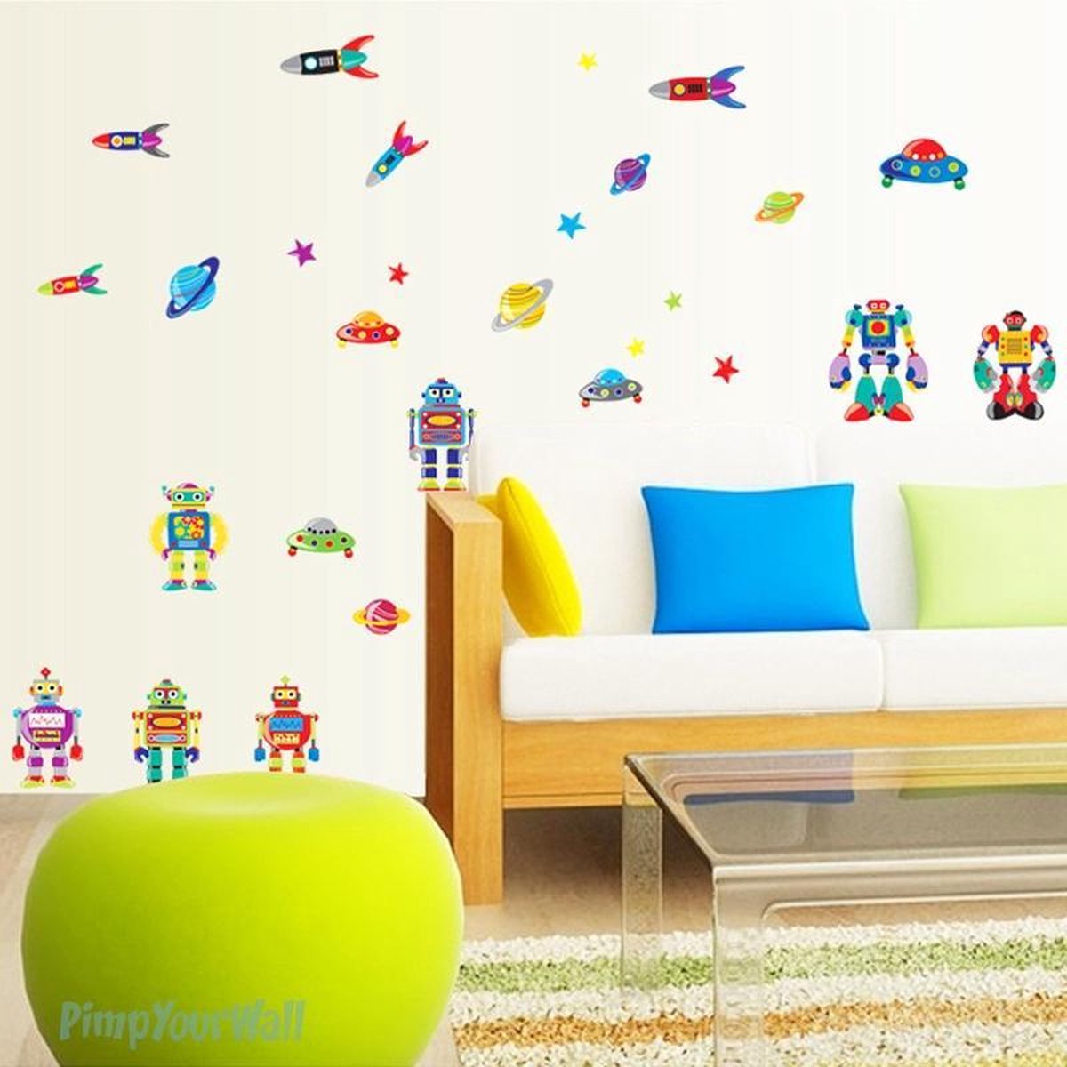 Muursticker Robot's, Raketten & Aliens