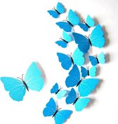 Muursticker 3D vlinders blauw - 12 stuks