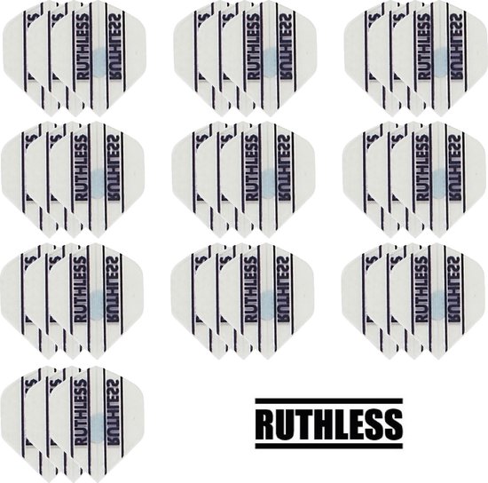 Afbeelding van het spel deDartshop 10 Sets (30 stuks) Ruthless flights Multipack - Wit - darts flights