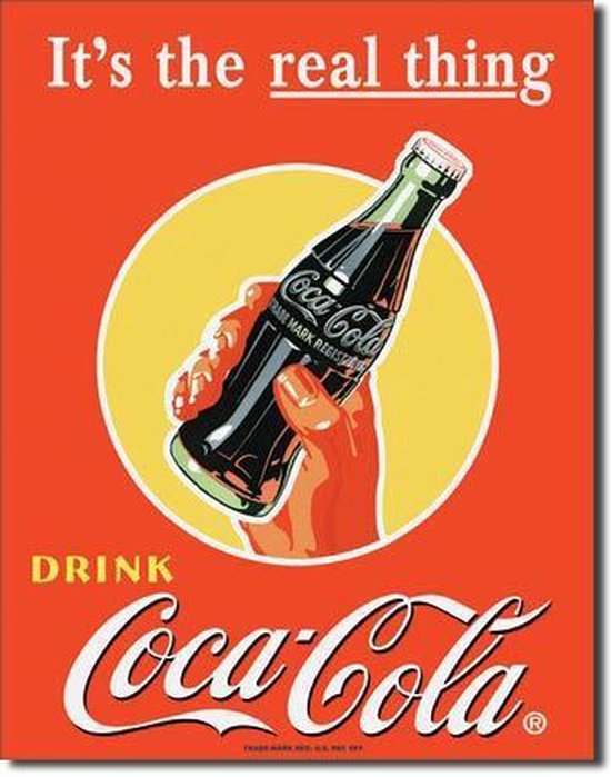 Metalen Coca-Cola Wandbord 'It's the real thing'