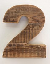 Houten Cijfer 2 INDOMUS 20x3cm Sloophout
