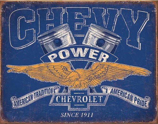 Chevrolet Wandbord 'Chevy Power' - Metaal - 30 x 40 cm