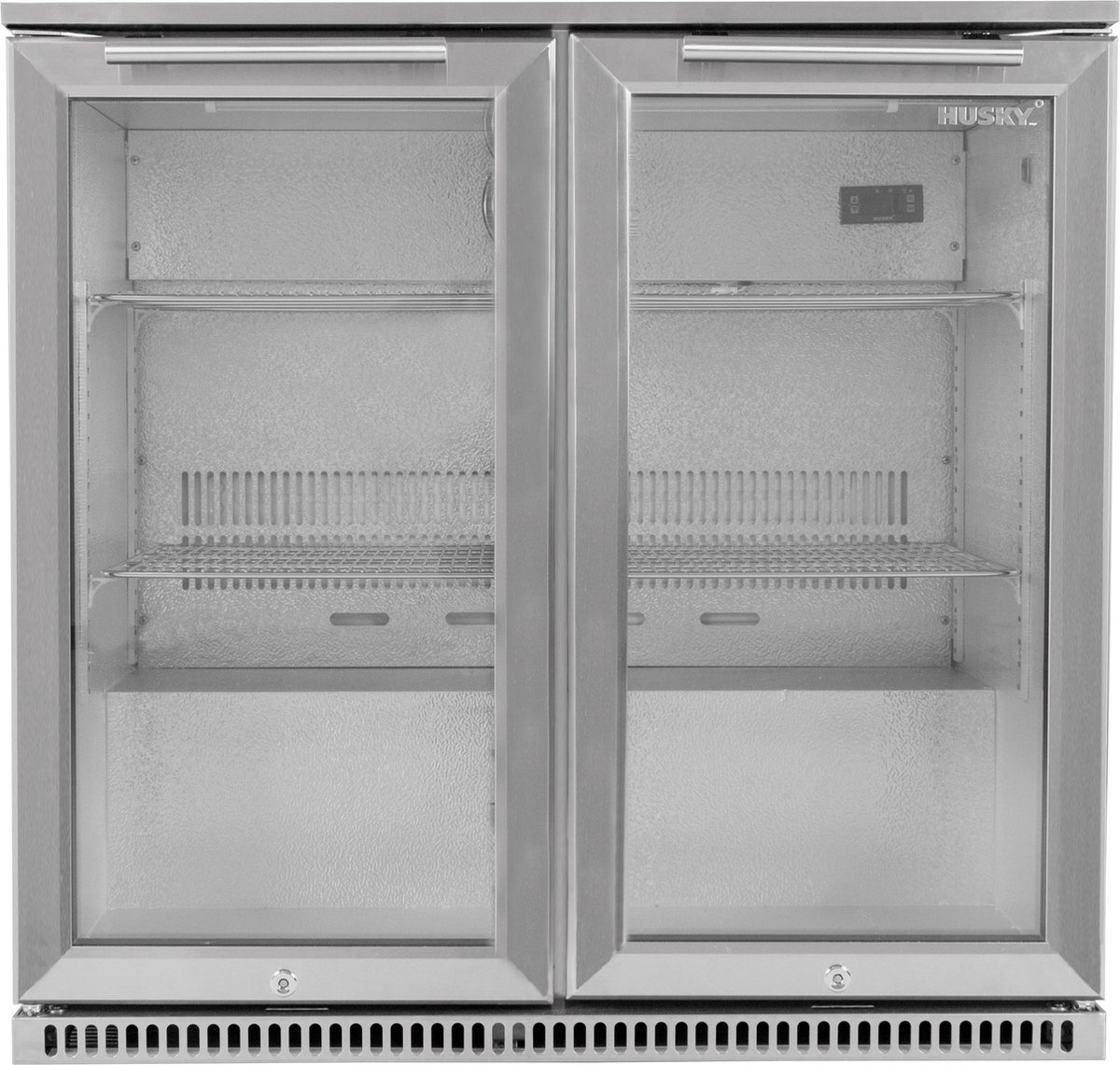Husky C2AF-HS-STEEL - Flessen Koelkast - Met Glazen deuren - 2 deurs