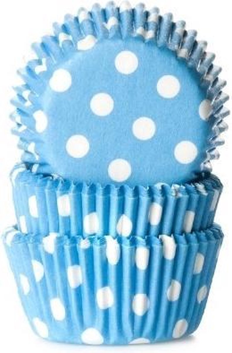 House of Marie Mini Cupcake Vormpjes - Baking Cups - Stip Blauw - pk/60