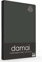 Damai - Taie d'oreiller - 60 x 70 cm - Anthracite - 2 pièces