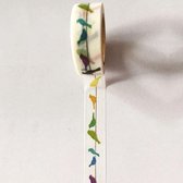masking tape Gekleurde Vogels op draad - decoratie washi papier tape 15 mm x 10 m