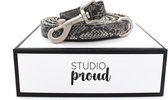 Studio Proud - Hondenriem - snakeprint  - zilverkleurige accenten - maat S - deze uitlaatriem is perfect te combineren met bijpassende halsband