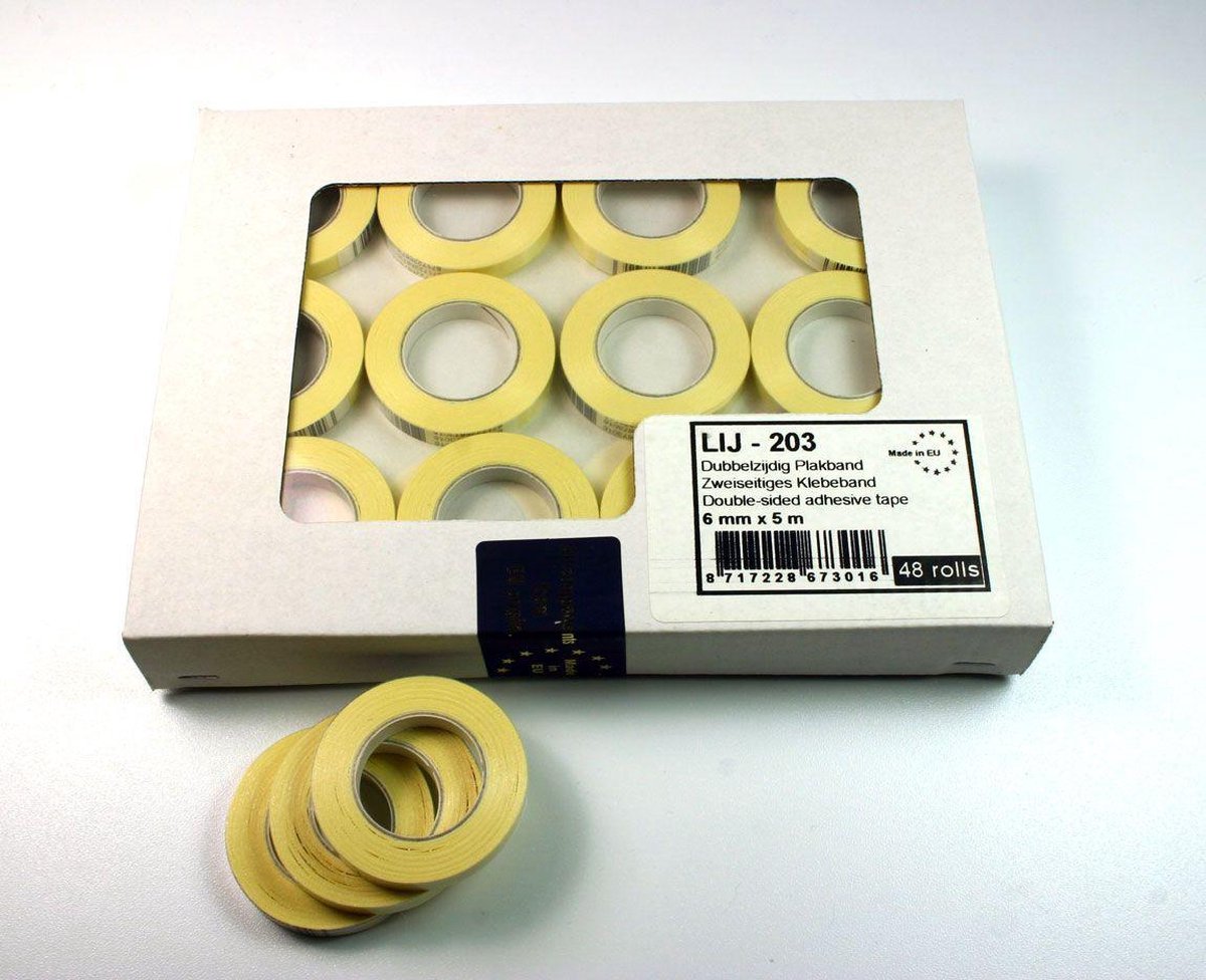 Dubbelzijdig Wit Plakband (48 Stuks) 6mm x 5meter