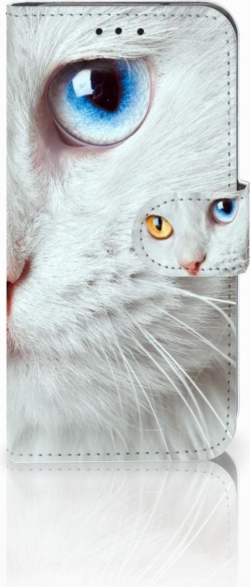Book Case voor Samsung Galaxy S10e Telefoonhoesje met Pasjes Witte Kat