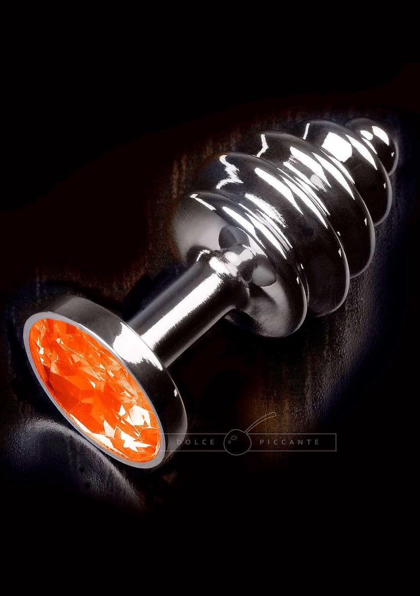 Goedkoopste Dolce Piccante Buttplug Jewellery Small Silver Ribbed Orange - zilverkleurig