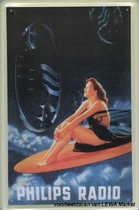 Philips Radio reclame Dame Surfplank reclamebord 20x30 cm