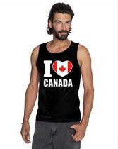Zwart I love Canada supporter singlet shirt/ tanktop heren - Canadees shirt heren L