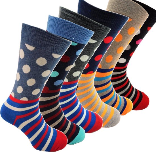 Herensokken met stippen, Happy kleuren, Gekleurde Vrolijke socks, Vrolijke...  | bol.com