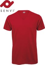 Senvi V-hals T-shirt 5 Pack 100% Katoen (Biologisch) Rood - XXL