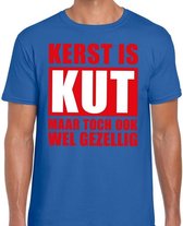 Foute Kerst t-shirt Kerst is kut maar toch ook wel gezellig blauw voor heren 2XL