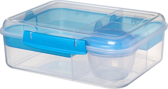 Sistema To Go Bento Box brooddoos - 4 compart. & yoghurtpotje blauw - 1.65L