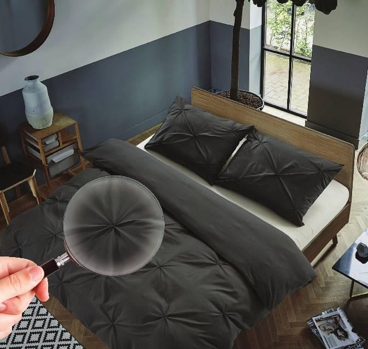 Zydante - Dekbedovertrek - Hotel Home Collection - Brighton - Antraciet / 200x140