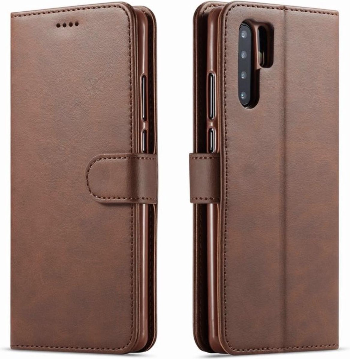 Bookcase Geschikt voor Huawei P30 Pro - Donkerbruin - Pasjeshouder - Portemonnee Hoesje