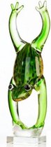Glassculptuur kikker handstand