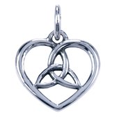 Zilveren Keltische hart ketting hanger - met triqueta