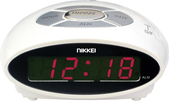 Nikkei NR10WE - Digitale wekker met snooze-functie - Wit