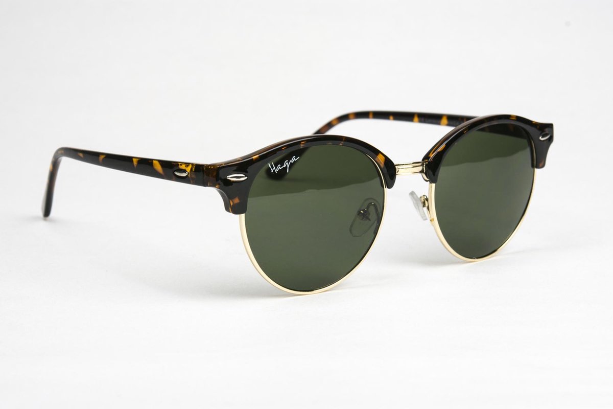 Haga Eyewear Zonnebril Nerja - Havanna Bruin - Donkergroene Glazen - Unisex - 100% UV-A en UV-B Bescherming - Inclusief Microvezelzak