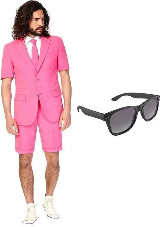 behandeling Massage Plak opnieuw Roze heren zomer kostuum / pak - maat 48 (M) met gratis zonnebril | bol.com