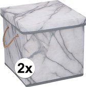 2x Boîtes de rangement / boîtes de rangement 31 cm marbre 30 litres - rangement - paniers de rangement