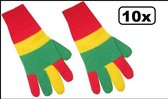10x Paar handschoenen rood/geel/groen - handschoen carnaval rood geel groen winter festival Limburg feest party handen