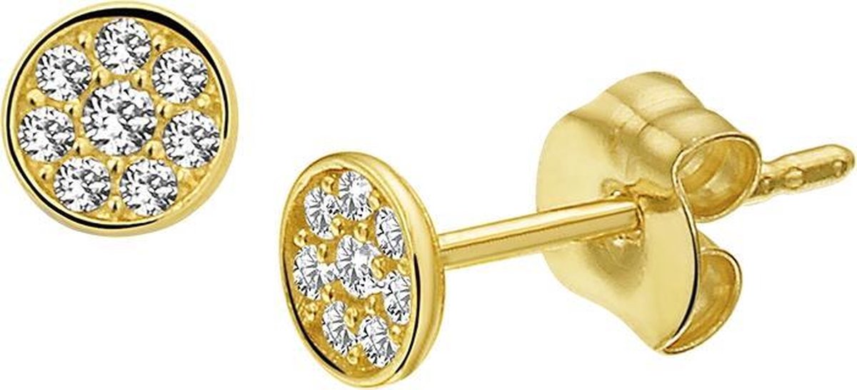 The Jewelry Collection Oorknoppen Zirkonia - Geelgoud