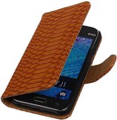 Mobieletelefoonhoesje.nl - Slang Bookstyle Hoesje voor Samsung Galaxy J1 Bruin