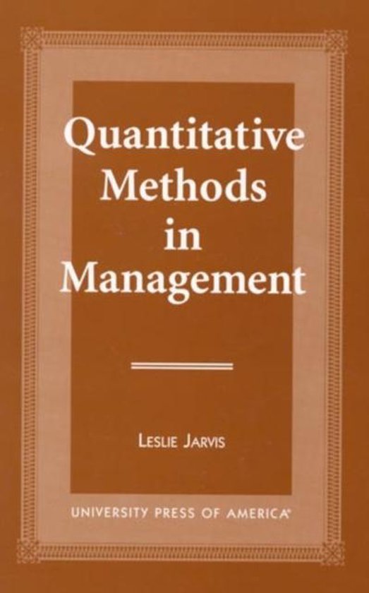 Quantitative Methods in Management, Leslie Jarvis | 9780761804413 ...