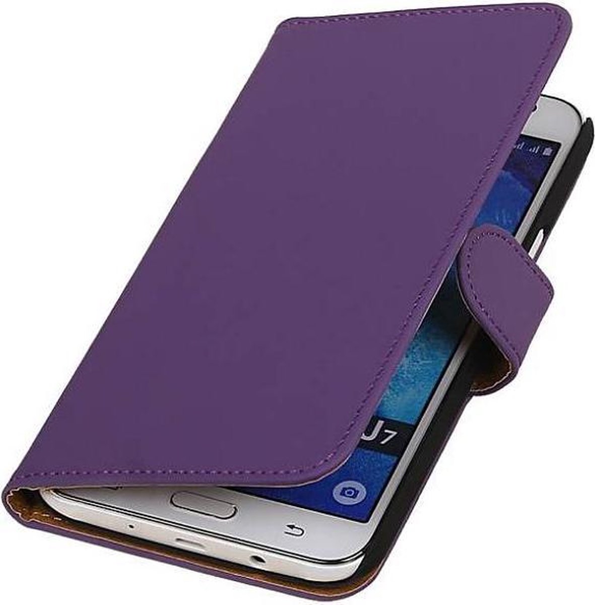 Effen Bookstyle Hoes Geschikt voor Samsung Galaxy J7 Paars
