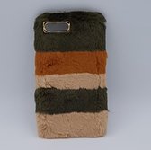 zacht pluizig - Konijnenbont Gemengde Kleuren - bruin - case voor iPhone 7 plus